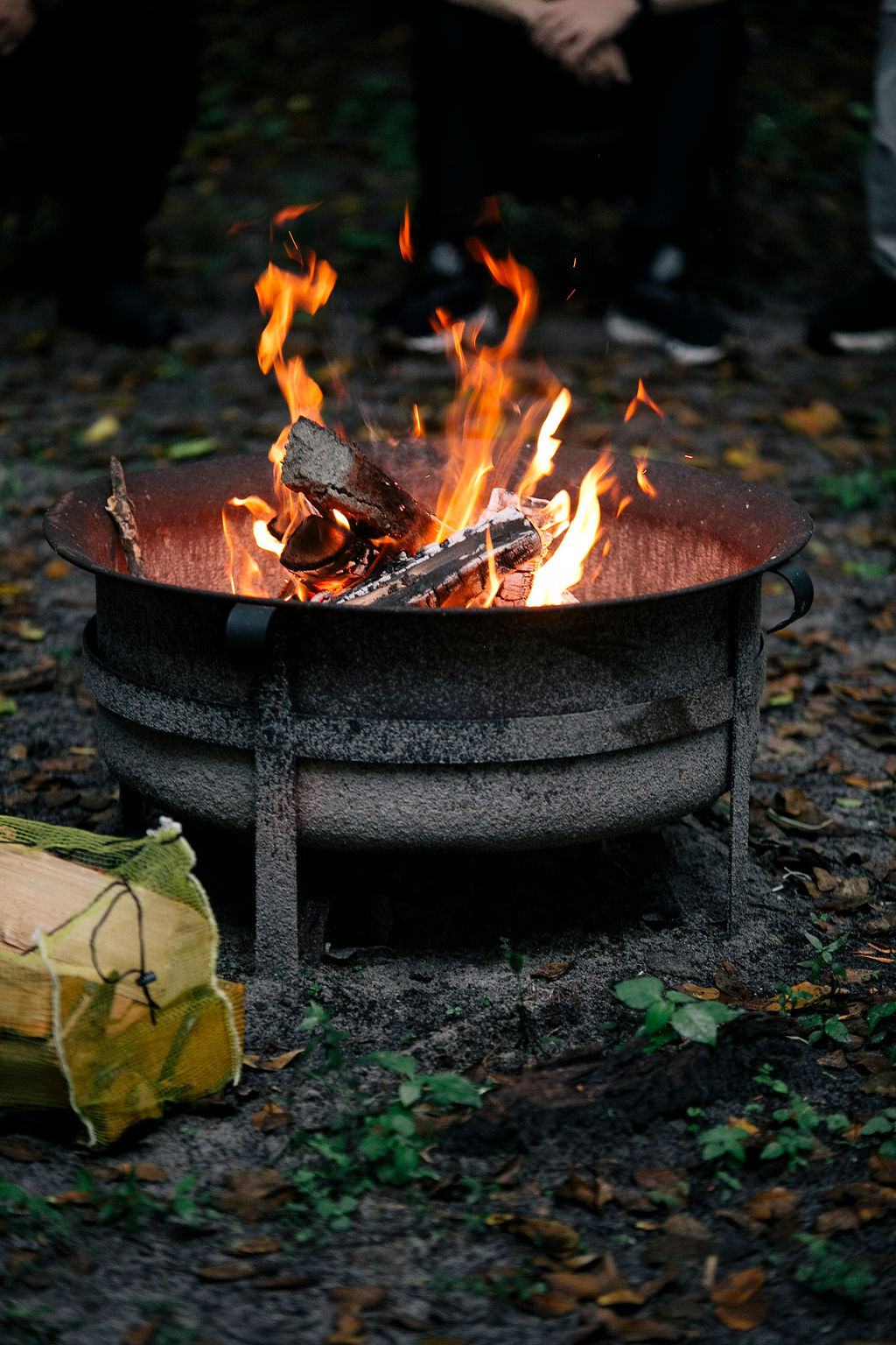 A fire burning outdoors at Ahdama